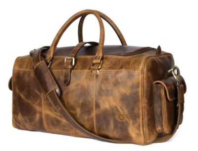 Vintage Brown Leather Travel Duffel Bag