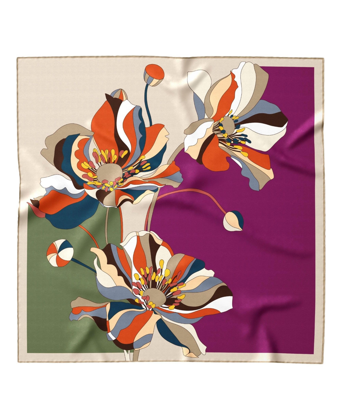 Julia - Hand Rolled Large Silk Foulard for Women - Plum