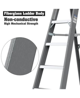 Fibreglass Step Ladder 6-Step 250lbs Gray