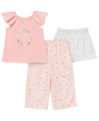 Toddler Girls 3-Piece T-Shirt, Shorts & Pants Pajama Set, Garderning, 5T