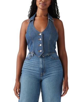 Women's Bria Cotton Denim Corset Cropped Top