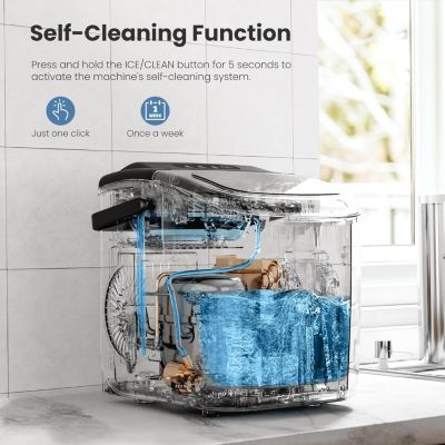 26.5lbs Ice Maker Portable Countertop, 9 Bullet Cubes in 6 Mins, Self-Cleaning