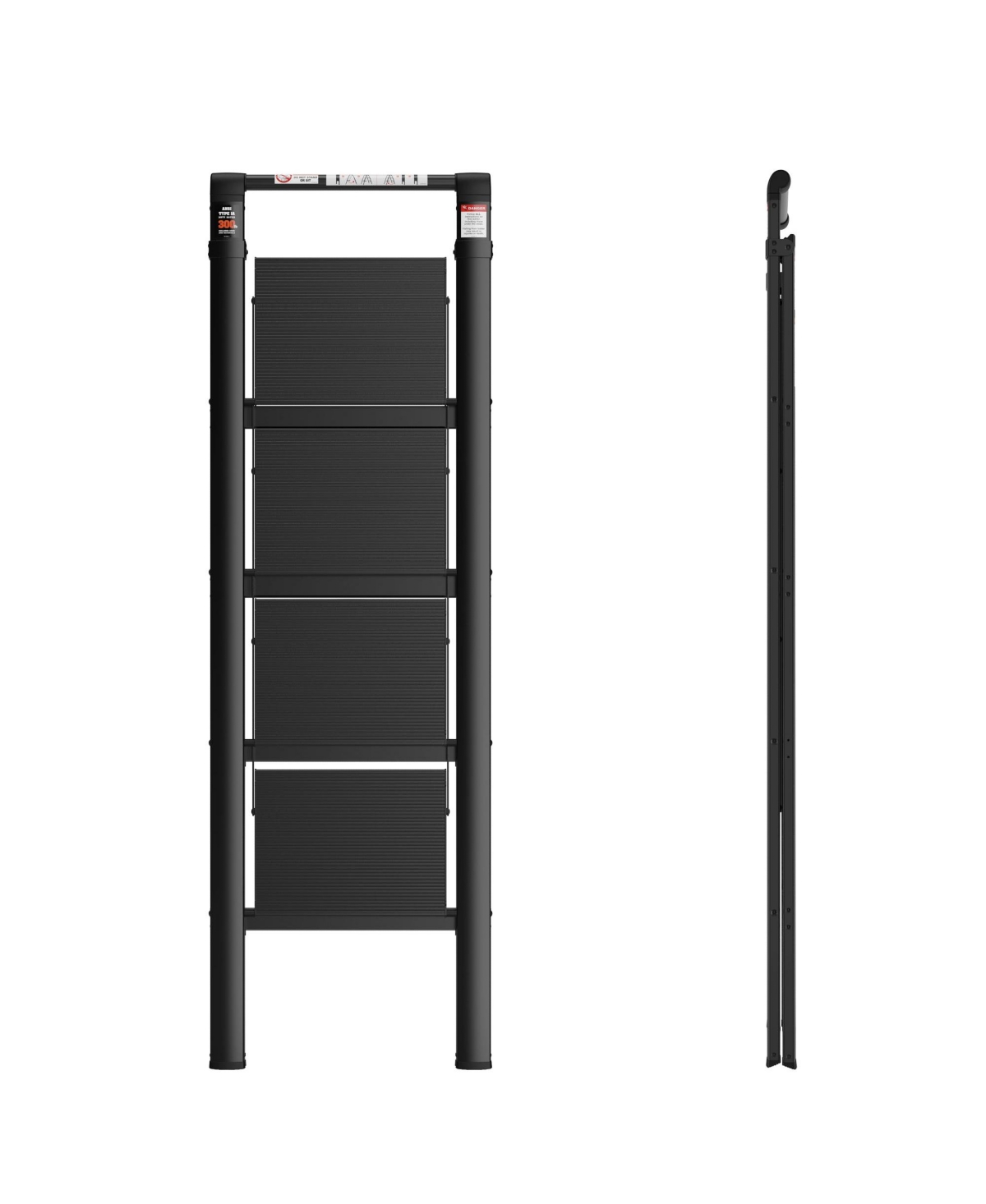 4 Step Ladder, Retractable Handgrip Folding Step Stool with Anti-Slip Wide Pedal, Aluminum Step Ladders 4 Steps, 300lbs Safety Household Ladder