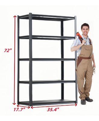 5 Tier Heavy Duty Metal Storage Shelves,Easy to Assemble,Adjustable,Storage Shelves for Basements, Garages and Kitchen, 72 "H35.4 "W17.7 "D
