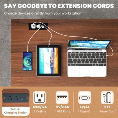 Wooden Computer Desk Workstation with 2 Drawers for Home and Office