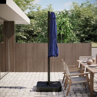10 ft. Patio Umbrella Square Cantilever Umbrella, Outdoor Market Umbrella in Blue with 360° Rotation for Pool Lawn(without base)
