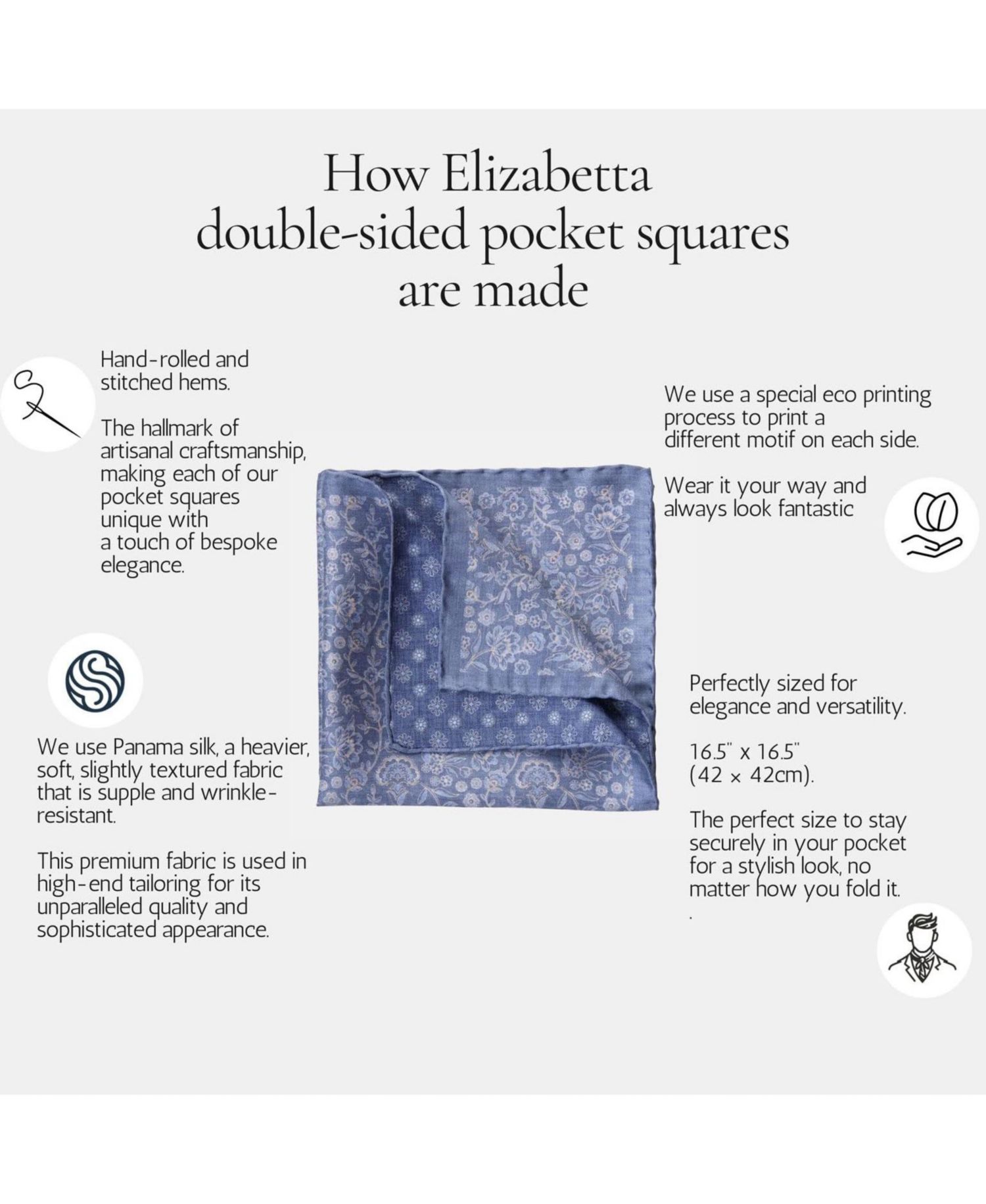 Men's Enzo - Double Sided Silk Pocket Square for Men