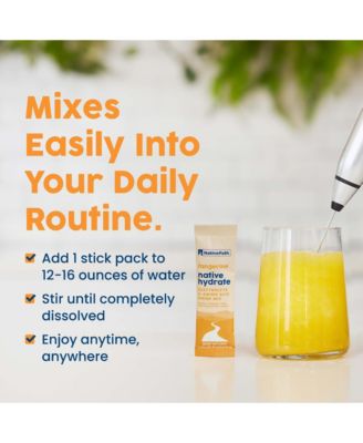 Native Hydrate Stick Packs, Sugar Free Electrolytes Powder with BCAAs, Tangerine Hydration, Keto & Paleo Friendly, 30 Servings