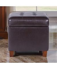 Tufted Leatherette Ottoman – Square Wooden Storage with Lift-Off Lid