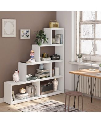 6 Cubes Ladder Shelf Corner Bookshelf Storage Bookcase