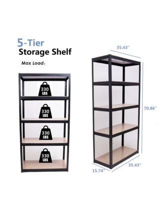 Storage Shelves -  5 Tier Adjustable Garage Storage Shelving, Heavy Duty Metal Storage Utility Rack Shelf Unit for Warehouse Pantry Closet Kitchen, 35.4" x 15.7" x 70.8", Black