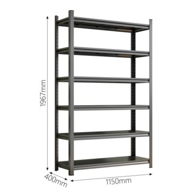 6 Story Metal Garage Storage Rack Adjustable Partition Shelves 400lb per Layer Heavy Duty Black