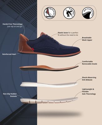 Edison Street Mens Hands-Free Slip On Technology Lightweight Mesh Oxfords