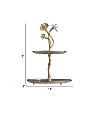 Elegant 2-Tier Cherry Blossom Accent Table for a Stylish and Floral Touch to Your Home Decor