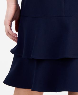 Women's Tulip Collar Jacket & Tiered Skirt Suit Set, Regular & Petite