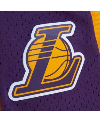 Men's Yellow Los Angeles Lakers 1998/99 Hardwood Classics Slap Sticker Swingman Shorts