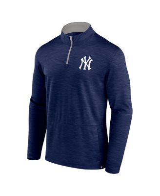 Men's Heather Navy New York Yankees Fundamentals Quarter-Zip Pullover