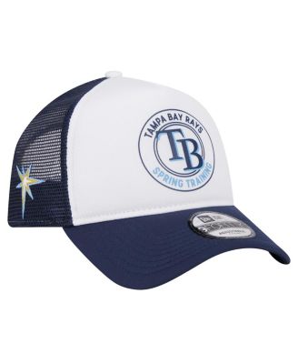 New Era - Men's White/navy Tampa Bay Rays Spring Training Circle Foam A-frame 9forty Trucker Adjustable Hat