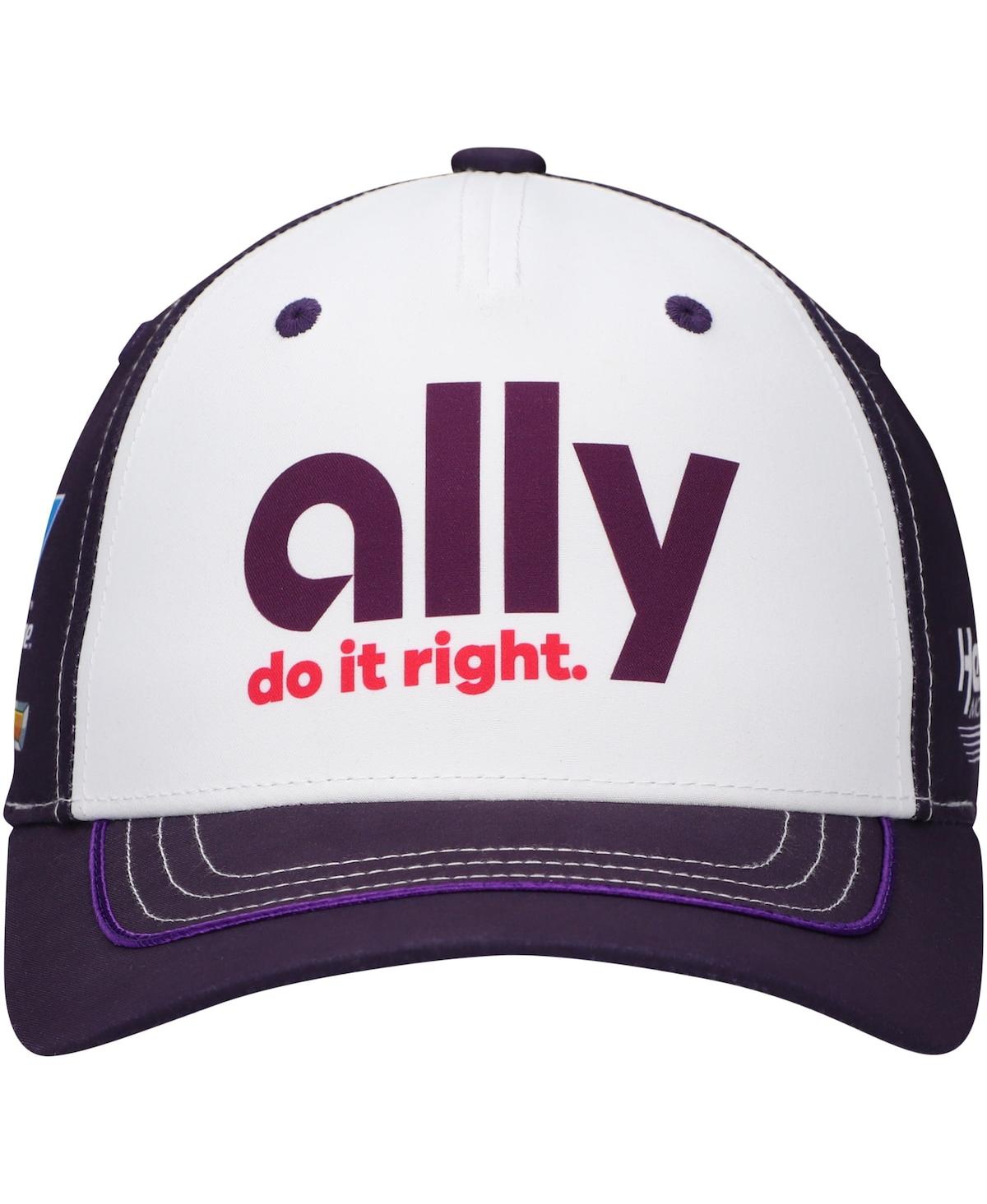 HENDRICK MOTORSPORTS TEAM COLLECTION MEN'S WHITE/PURPLE ALEX BOWMAN ALLY UNIFORM ADJUSTABLE HAT 