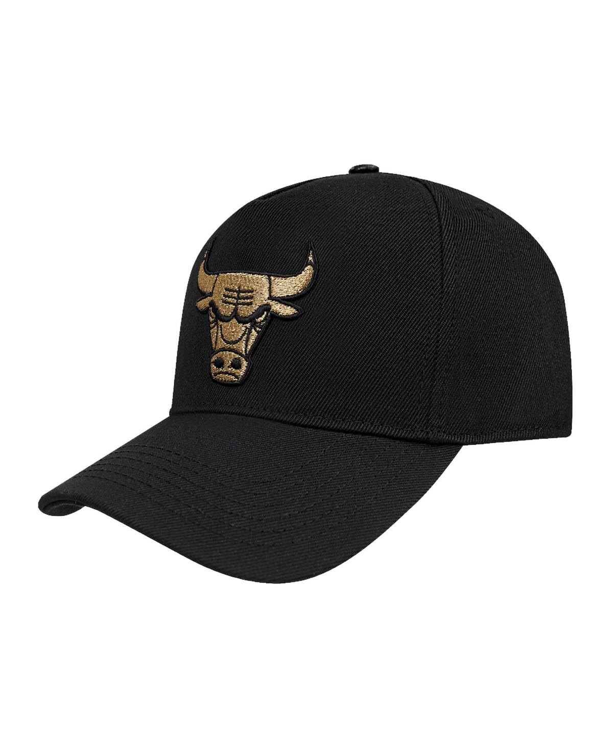 Shop Pro Standard Men's Black Chicago Bulls Metallic Logo Pinch Front Adjustable Hat