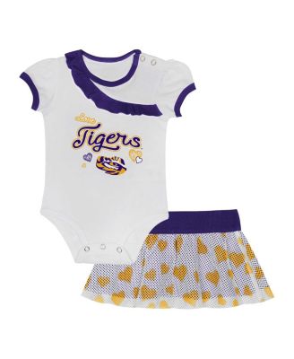 Outerstuff - Girls Baby Boys and Girls LSU Tigers Two-Piece Love My Team Bodysuit Skirt Set