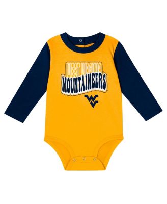 Baby Boys and Girls Navy West Virginia Mountaineers Double Up Long Sleeve Bodysuit and Pant Set