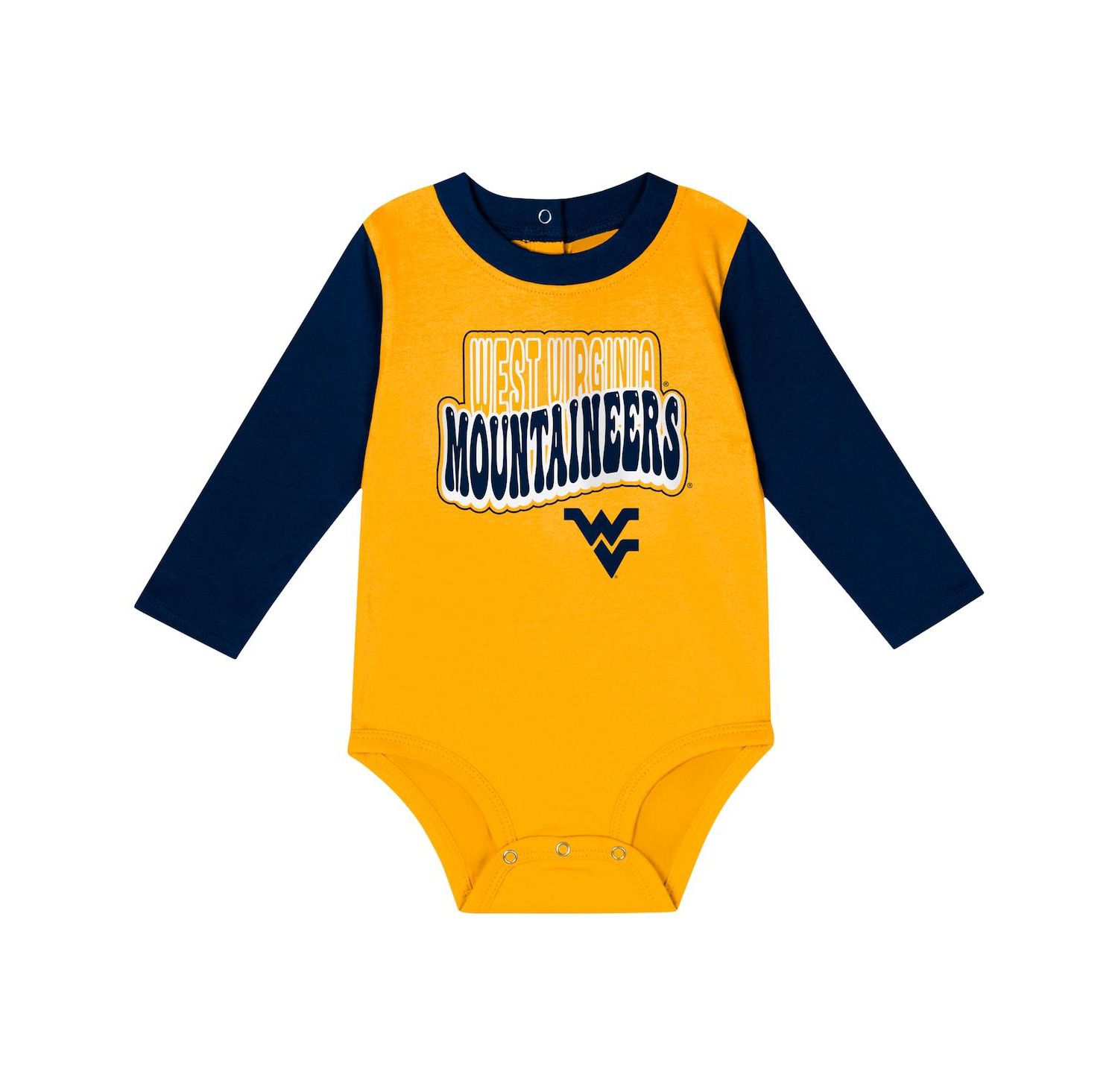 Baby Boys and Girls Navy West Virginia Mountaineers Double Up Long Sleeve Bodysuit and Pant Set