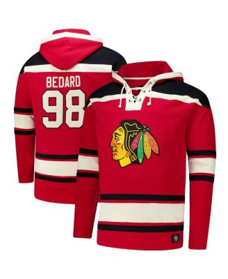 '47 Brand - 47 Brand Men's Connor Bedard Red Chicago Blackhawks Big Tall Lace-up Pullover Hoodie