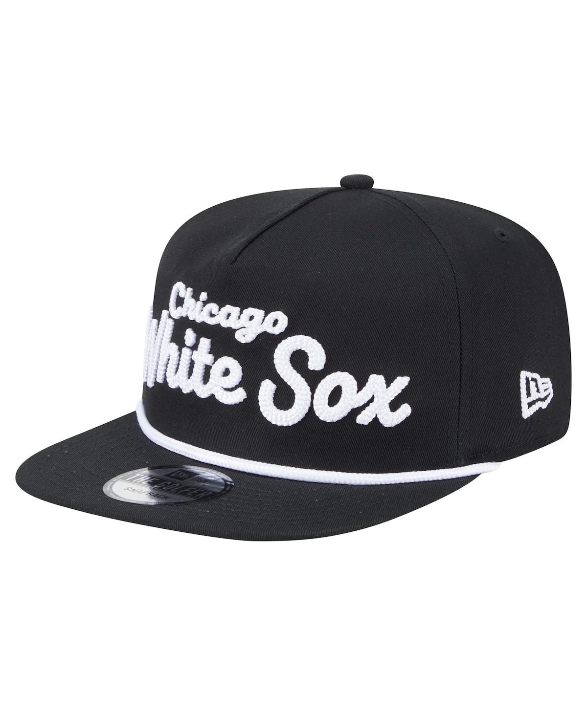 NEW ERA MEN'S BLACK CHICAGO WHITE SOX TEAM TEXT GOLFER SNAPBACK HAT 
