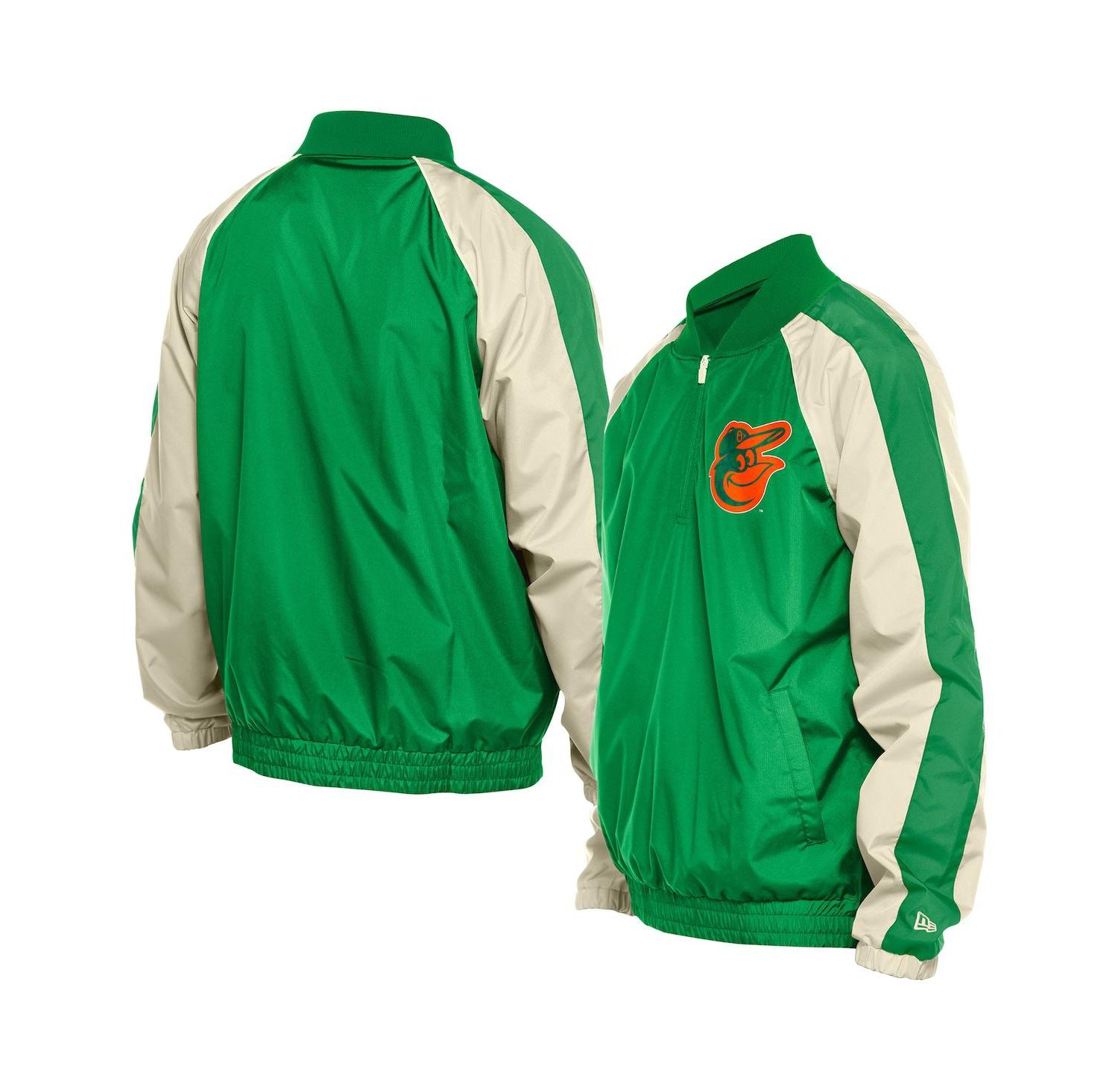 Men's Kelly Green Baltimore Orioles Ripstop Raglan Quarter-Zip Hoodie Windbreaker Jacket