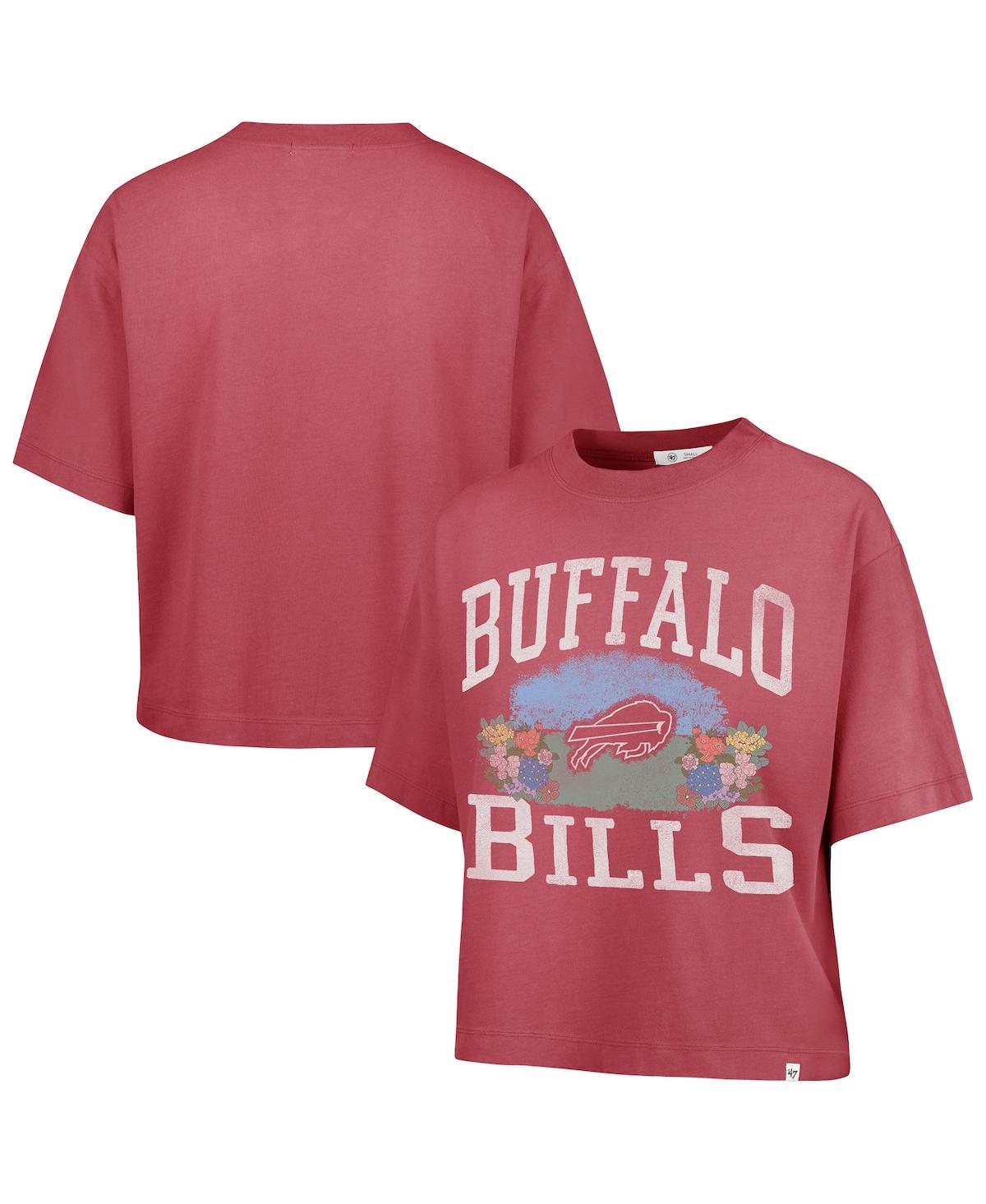 47 BRAND WOMEN'S LIGHT RED BUFFALO BILLS FLORENTINA MONTAUK CROPPED T-SHIRT 