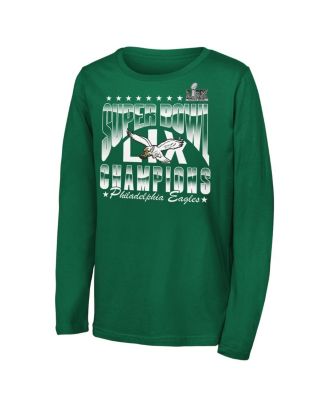 Outerstuff Big Boys and Girls Kelly Green Philadelphia Eagles Super Bowl LIX Champions Retro Arch Long Sleeve T-Shirt