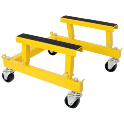 ATV Motorcycle Engine Cradle Dolly 1500lbs Capacity Adjustable Width Height Yellow