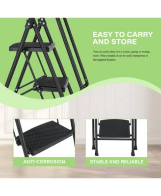 5-Step Foldable Light Weight Wide Anti Slip Pedal and Safety Handle, Sturdy Multi-Purpose Step Ladder with tool bag