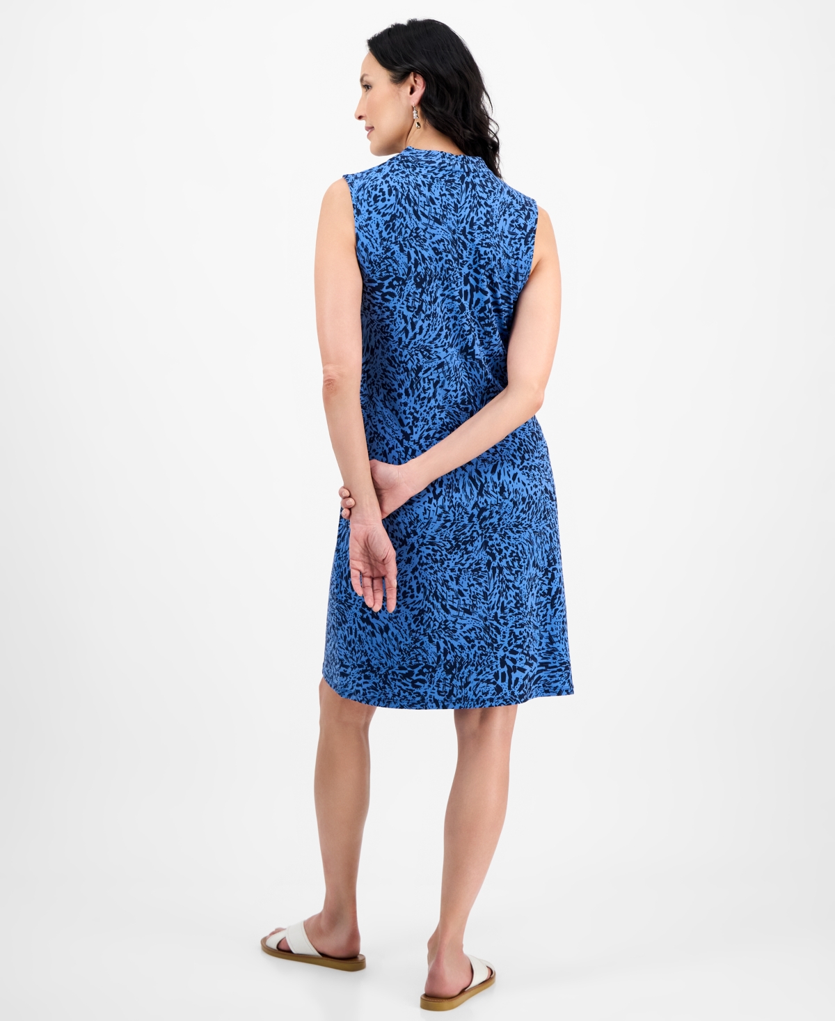 Jm Collection Women's Printed V-neck Sleeveless Dress, Exclusively At Macy's