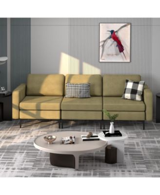 Convertible Sofa Couch with Magazine Pockets 3-Seat with 2 USB Port