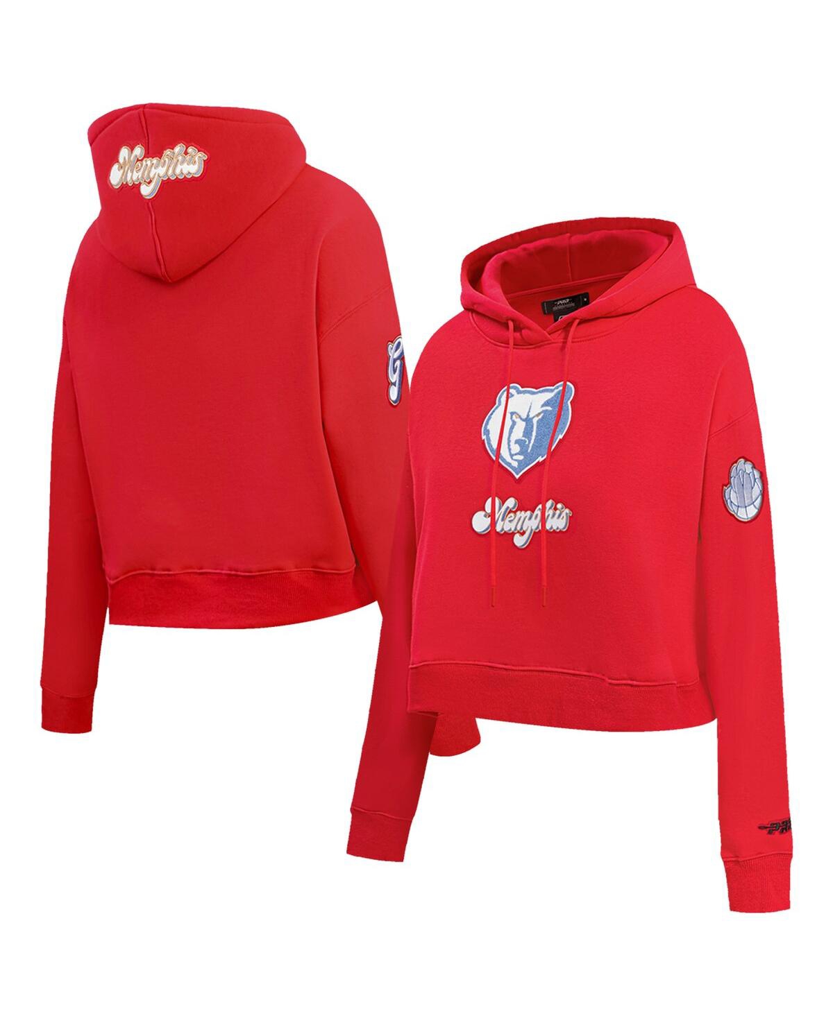 Women's Red Memphis Grizzlies 2024/25 City Edition Chenille Applique Cropped Pullover Hoodie - Red