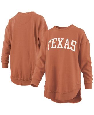 Pressbox - Women's Texas Orange Texas Longhorns Melange Poncho Vintage Fleece Long Sleeve Pullover Sweatshirt