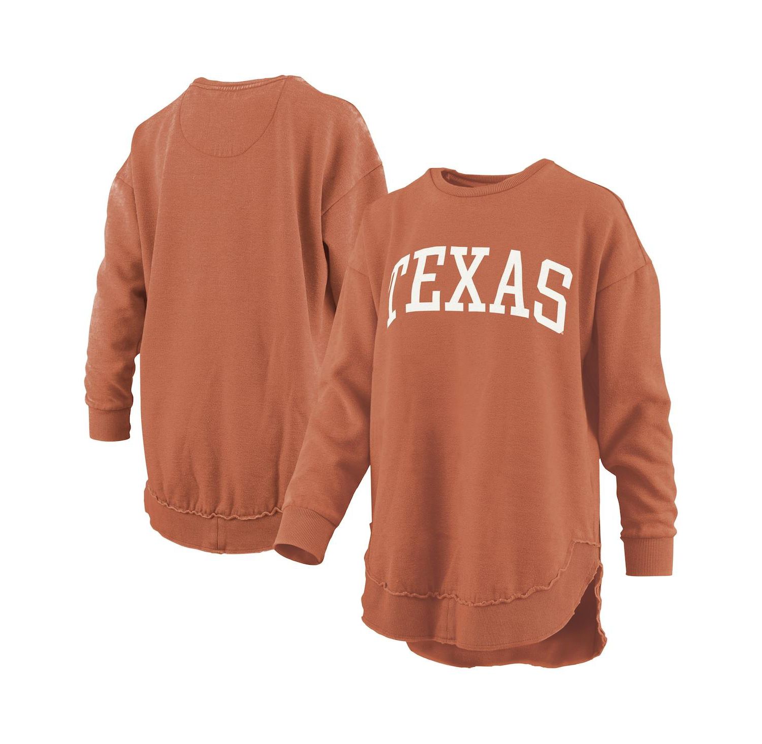 Women's Texas Orange Texas Longhorns Melange Poncho Vintage Fleece Long Sleeve Pullover Sweatshirt