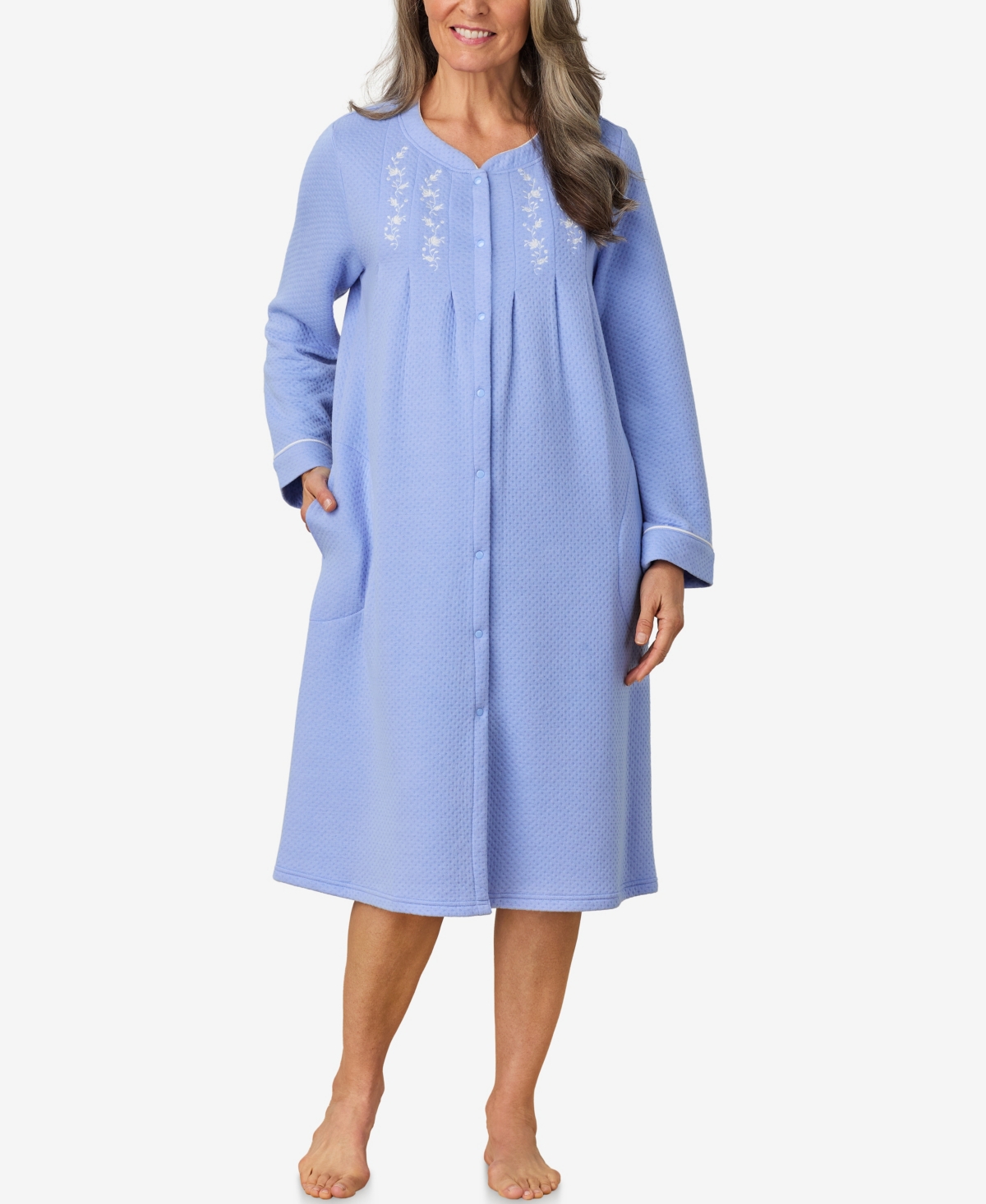 Women's Long Sleeve Waltz Snap Front Mint Robe - Chambray