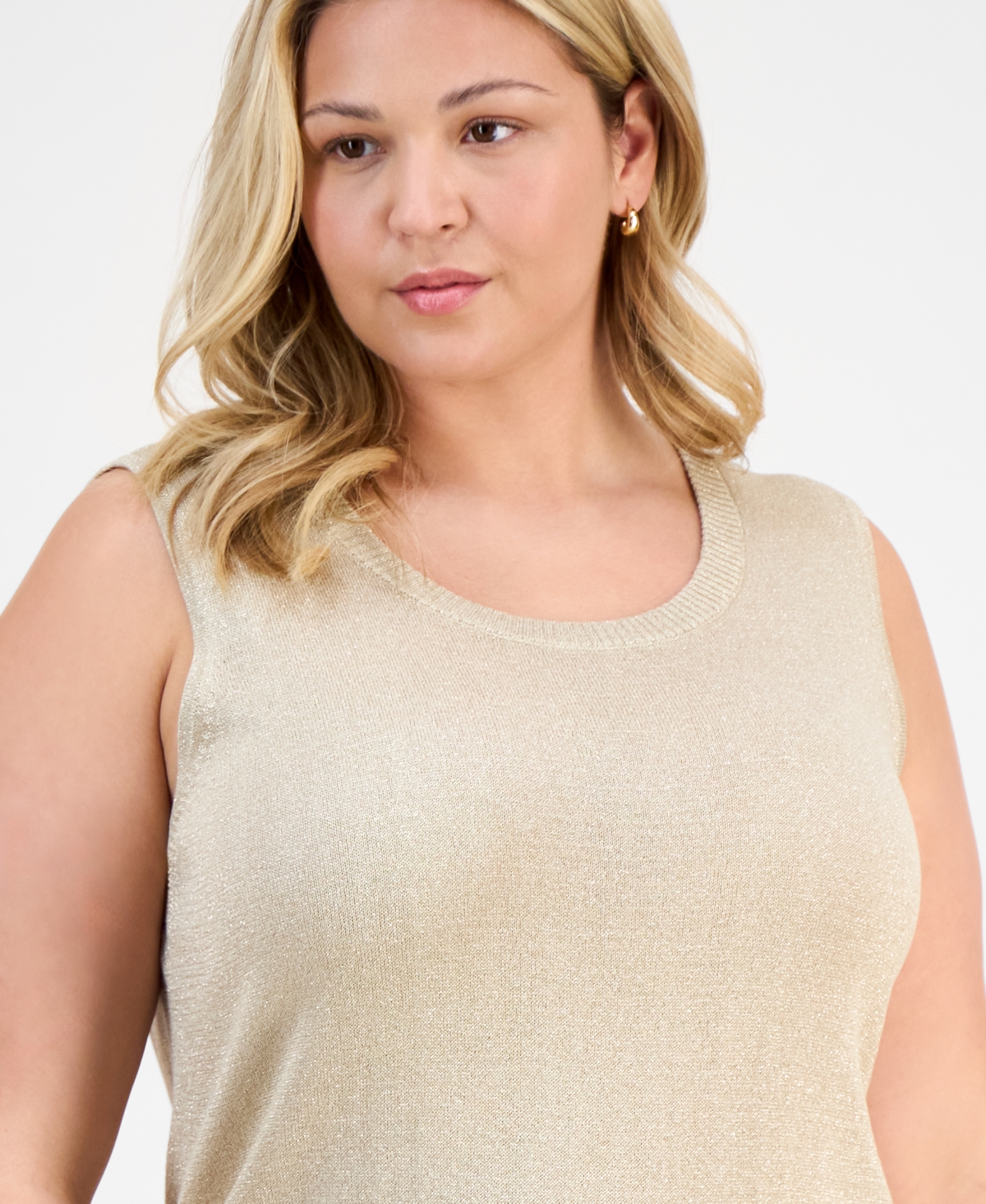 JM COLLECTION PLUS SIZE METALLIC SHINE SWEATER TANK EXCLUSIVELY AT MACY'S 