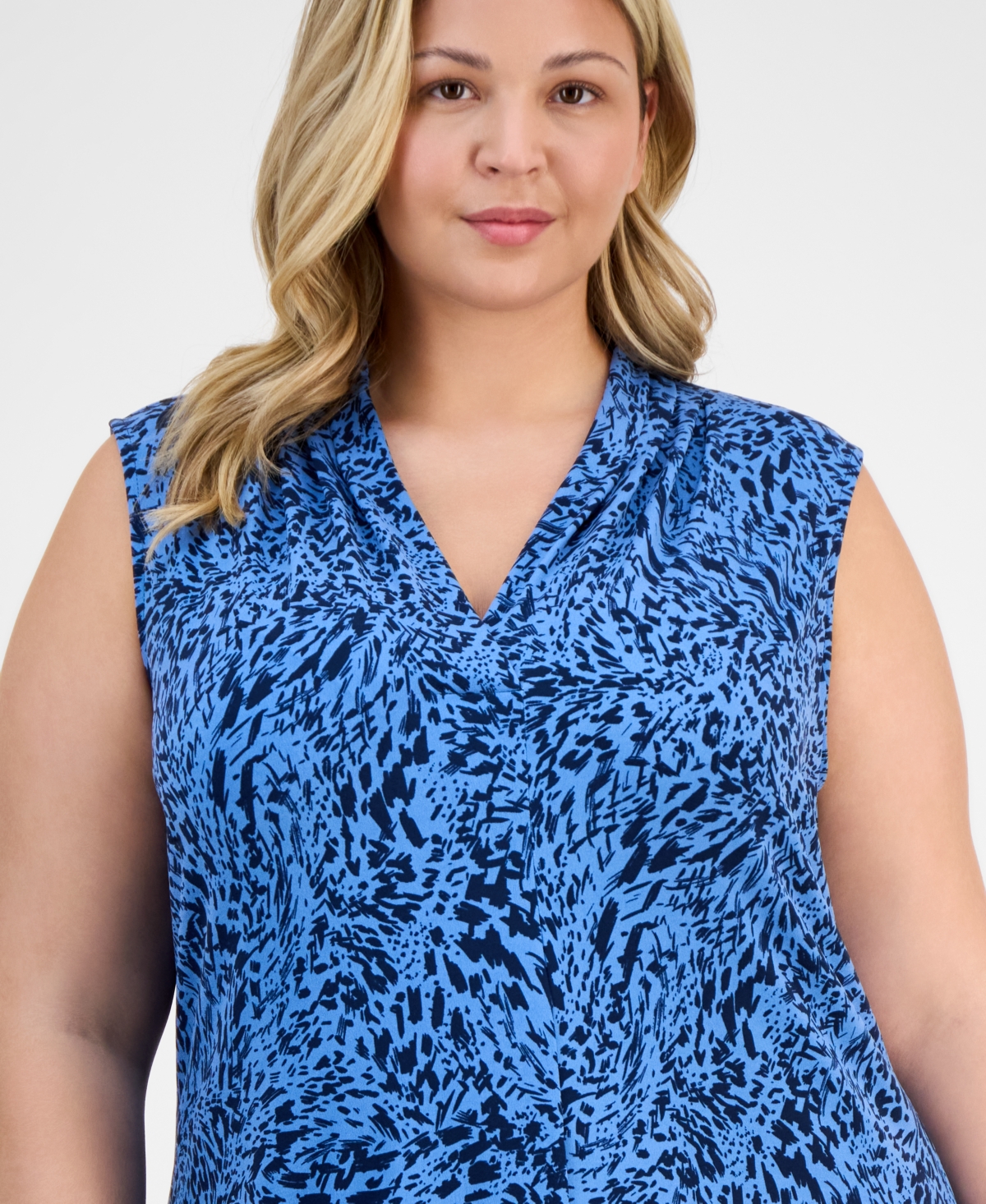 JM COLLECTION PLUS SIZE PRINTED SLEEVELESS DRESS, EXCLUSIVELY AT MACY'S 