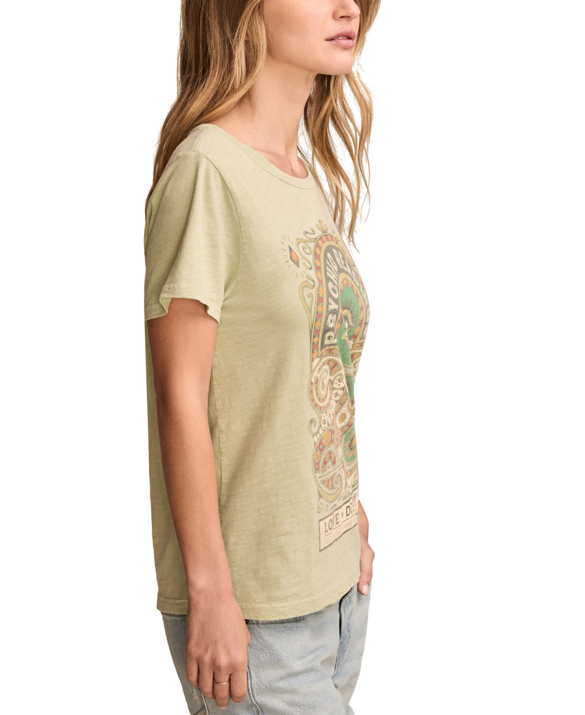 Shop Lucky Brand Women's Psychic Reading Graphic Classic Cotton Crewneck T-shirt In Sea Foam