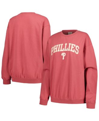 Soft As A Grape - Women's Red Philadelphia Phillies Pigment Dye Pullover Sweatshirt