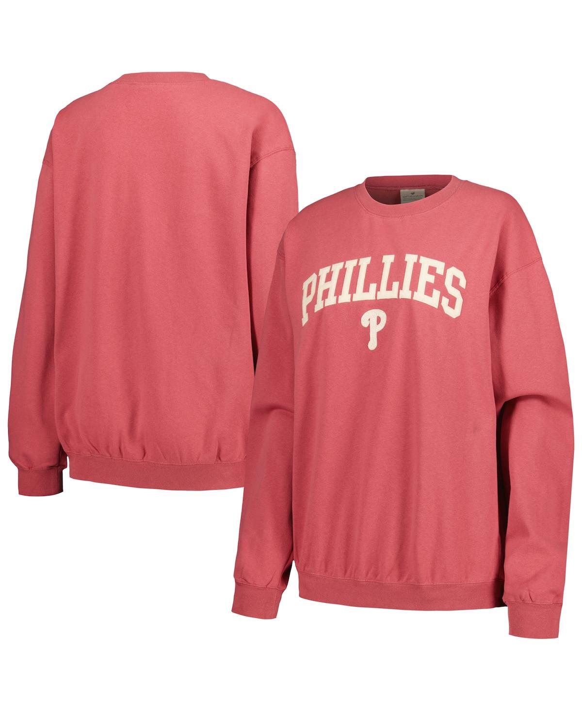 Soft As A Grape Women's Red Philadelphia Phillies Pigment Dye Pullover Sweatshirt In Red