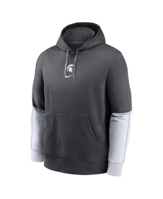 Nike - Big Boys and Girls Charcoal Michigan State Spartans 2024 Sideline Club Fleece Color Block Pullover Hoodie