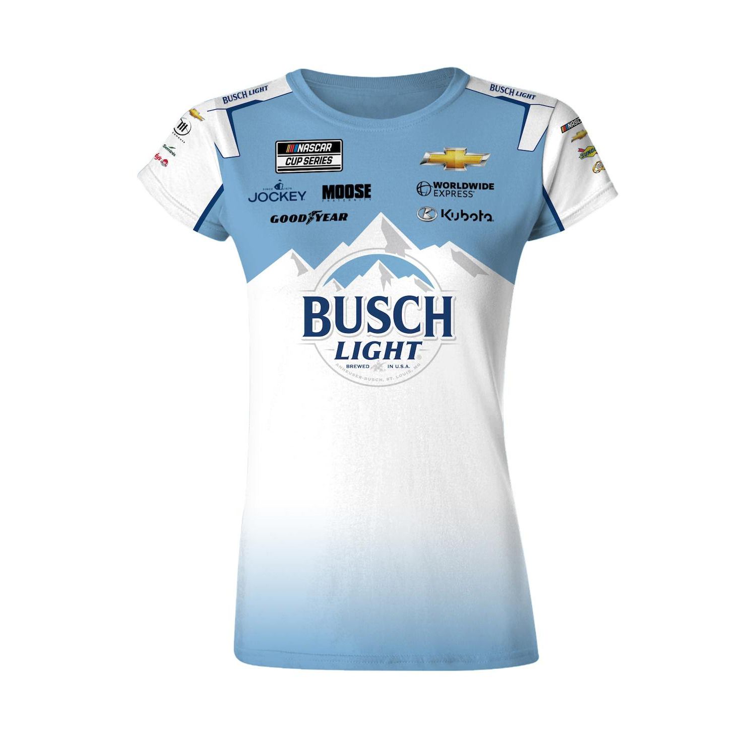 Women's White/Blue Ross Chastain Busch Light Uniform T-Shirt