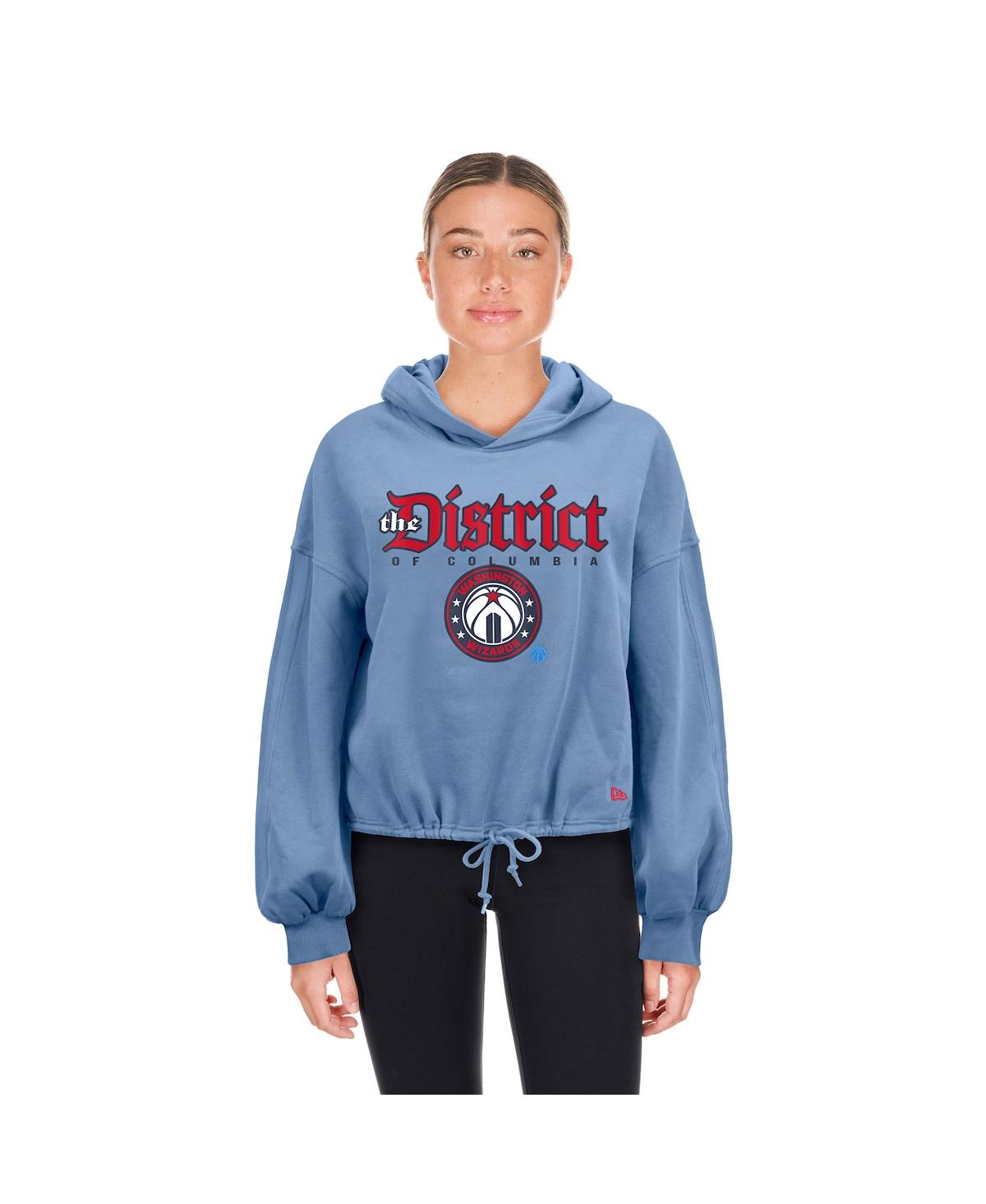 NEW ERA WOMEN'S POWDER BLUE WASHINGTON WIZARDS 2024/25 CITY EDITION CROPPED PULLOVER HOODIE 