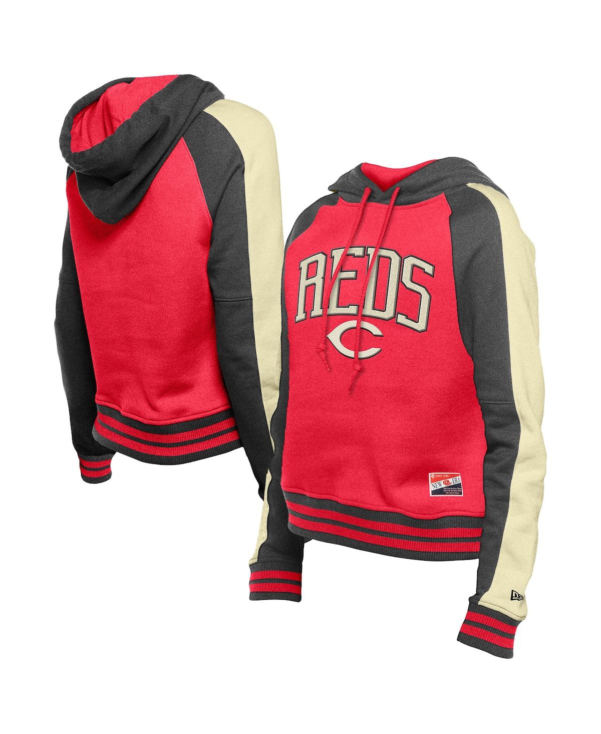 New Era Women's Red Cincinnati Reds Cooperstown Collection Cropped Raglan Pullover Hoodie In Red