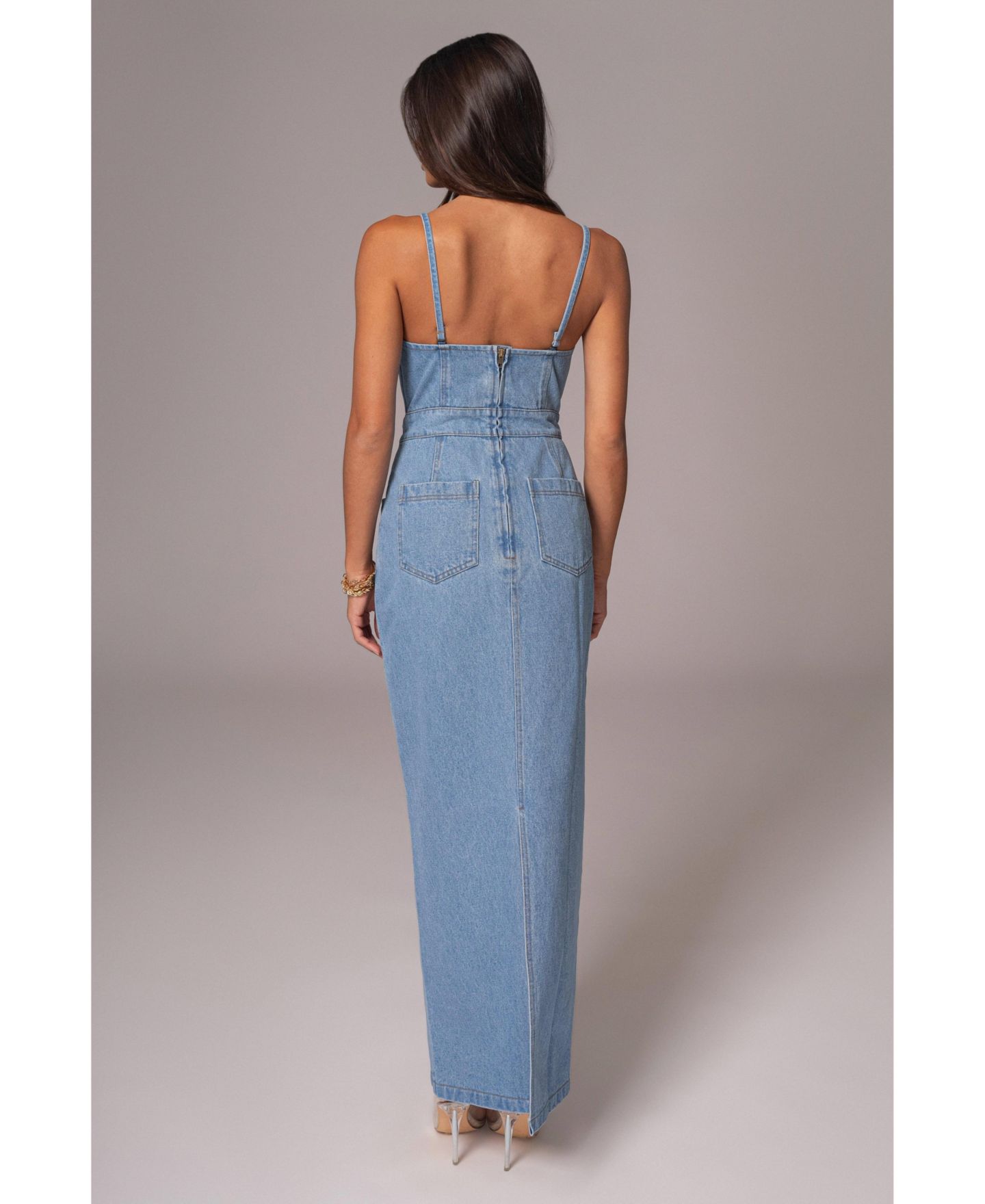 Женское платье JLUXLABEL Mara Denim Bustier, цвет: Средняя варка — фото 3